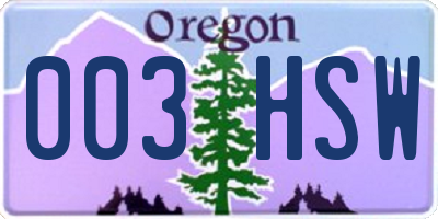 OR license plate 003HSW