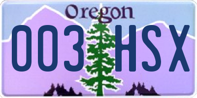 OR license plate 003HSX