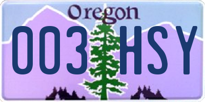 OR license plate 003HSY