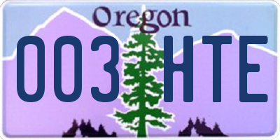OR license plate 003HTE