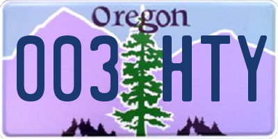 OR license plate 003HTY