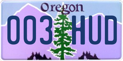 OR license plate 003HUD