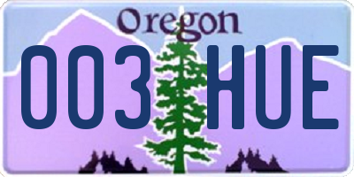 OR license plate 003HUE