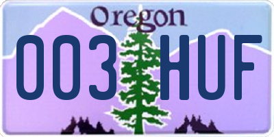 OR license plate 003HUF