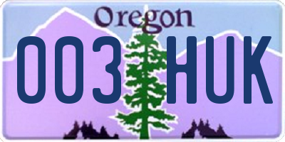 OR license plate 003HUK