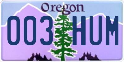 OR license plate 003HUM