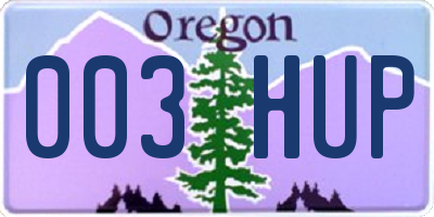 OR license plate 003HUP