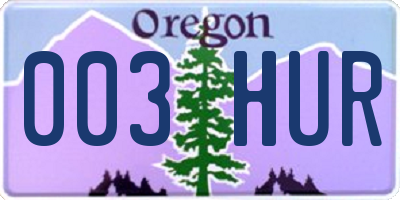 OR license plate 003HUR