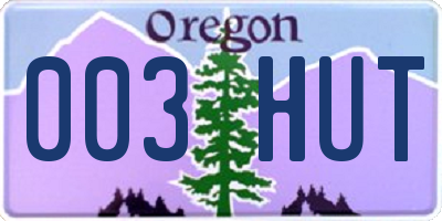 OR license plate 003HUT