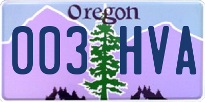 OR license plate 003HVA