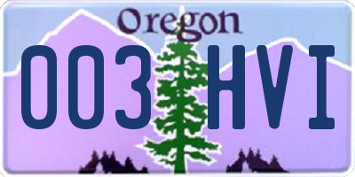 OR license plate 003HVI