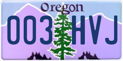 OR license plate 003HVJ