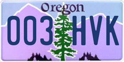 OR license plate 003HVK