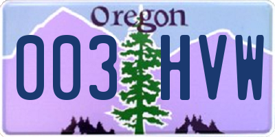OR license plate 003HVW