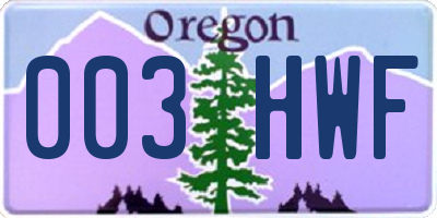 OR license plate 003HWF