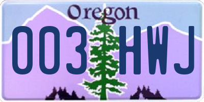 OR license plate 003HWJ