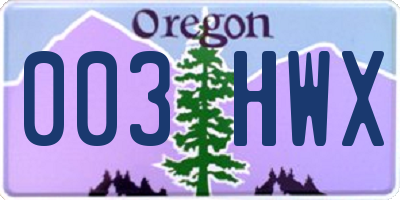 OR license plate 003HWX