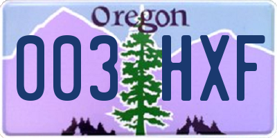 OR license plate 003HXF