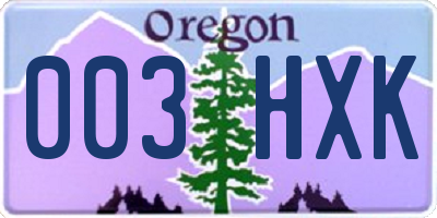 OR license plate 003HXK