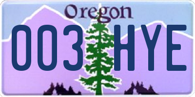 OR license plate 003HYE