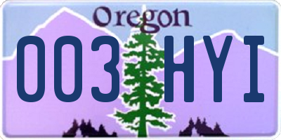 OR license plate 003HYI