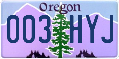 OR license plate 003HYJ
