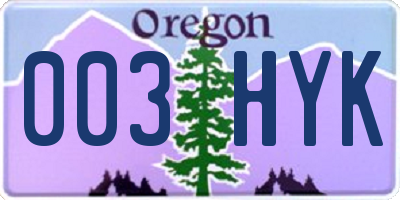 OR license plate 003HYK