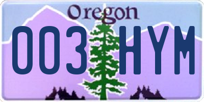 OR license plate 003HYM
