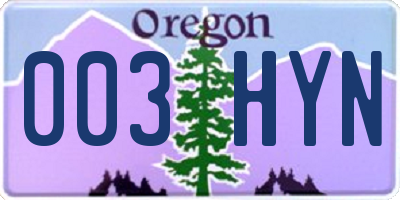 OR license plate 003HYN