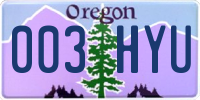 OR license plate 003HYU