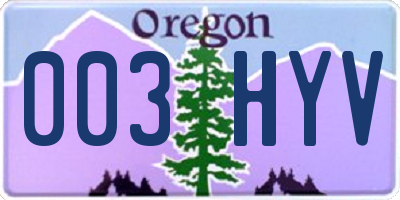 OR license plate 003HYV