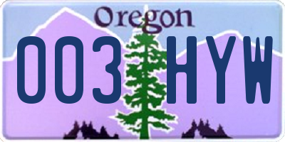 OR license plate 003HYW