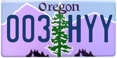 OR license plate 003HYY