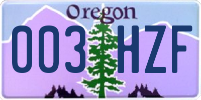 OR license plate 003HZF