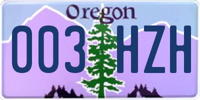 OR license plate 003HZH