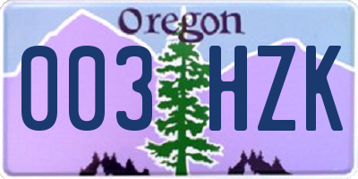 OR license plate 003HZK