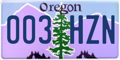 OR license plate 003HZN