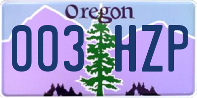 OR license plate 003HZP