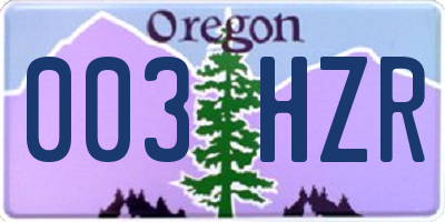 OR license plate 003HZR