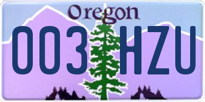 OR license plate 003HZU