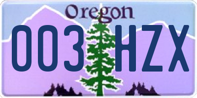 OR license plate 003HZX
