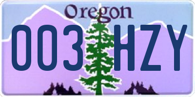 OR license plate 003HZY
