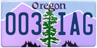 OR license plate 003IAG