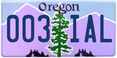 OR license plate 003IAL