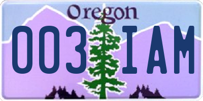 OR license plate 003IAM