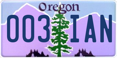 OR license plate 003IAN