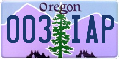 OR license plate 003IAP