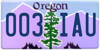 OR license plate 003IAU