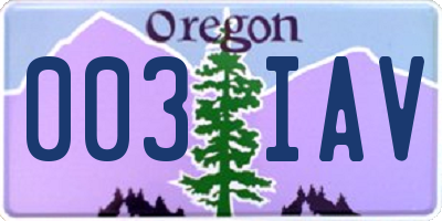 OR license plate 003IAV