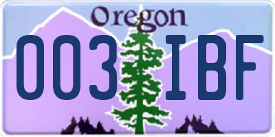 OR license plate 003IBF